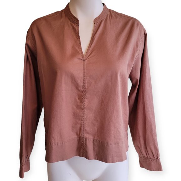 Everlane The Silky Cotton Split-Neck Blouse in 0 | 100% Cotton | Spring | Office - Picture 3 of 15